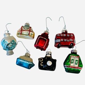 Pottery Barn Mini Travel Ornaments London Cruise Camera Double Decker Bus